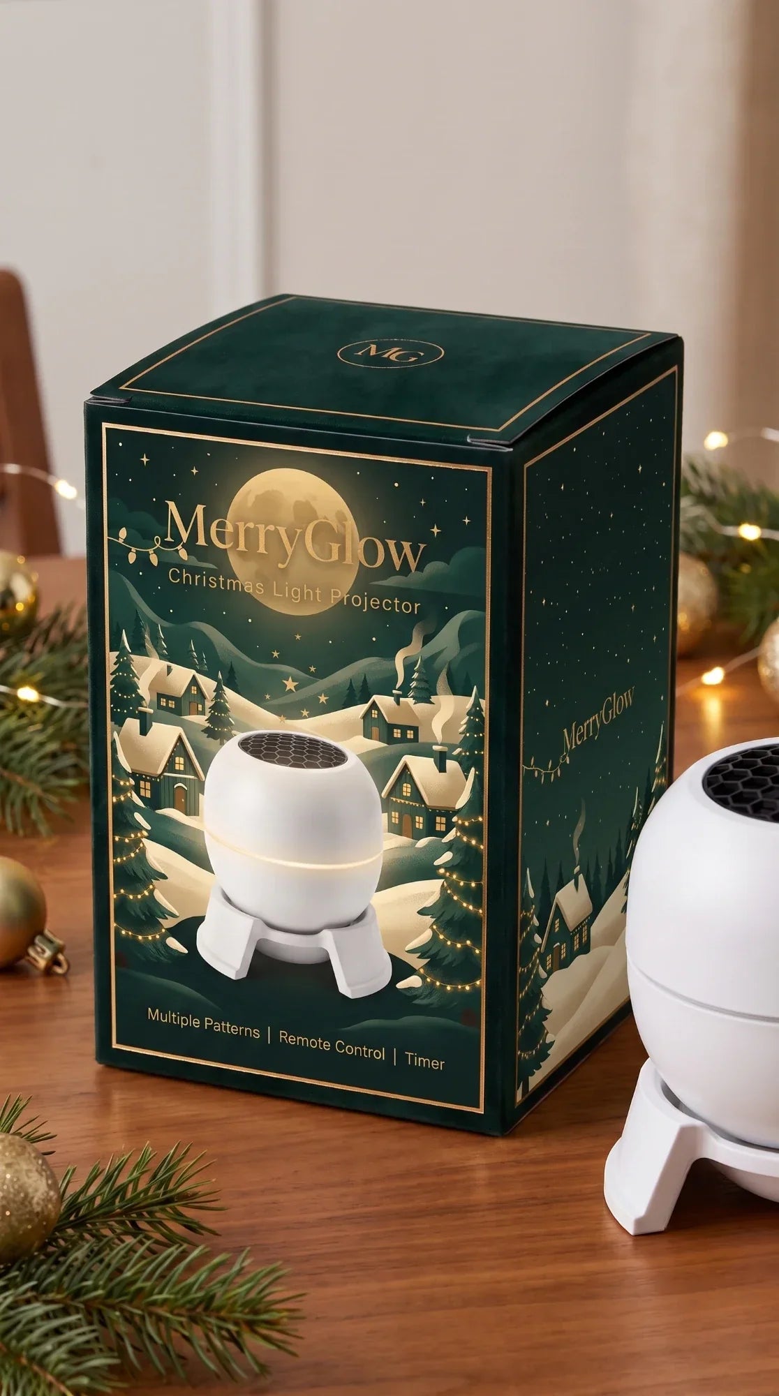 MerryGlow Christmas Sky Projector - Projector and gift box