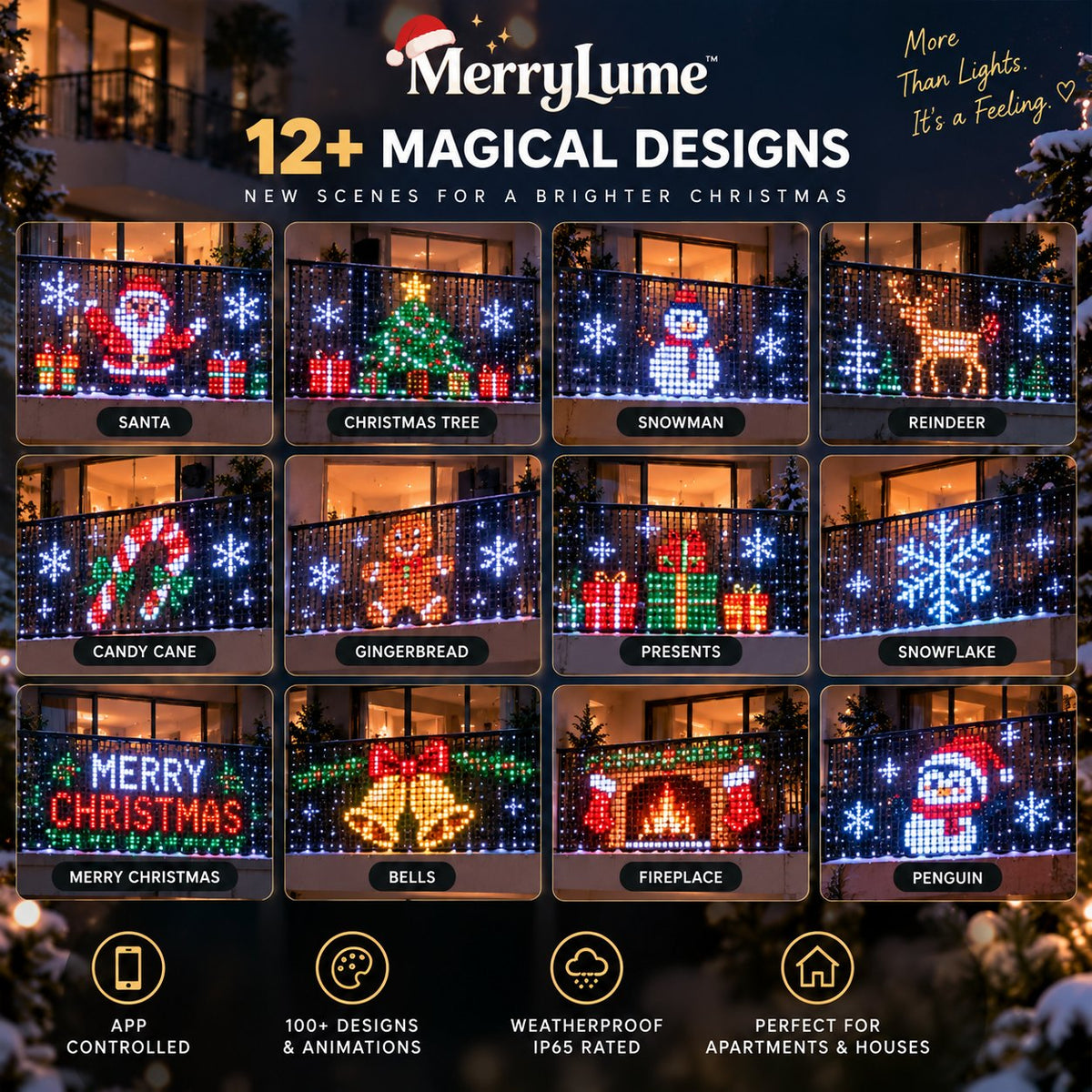 MerryLume Smart Pixel Balcony Lights - 12+ magical designs
